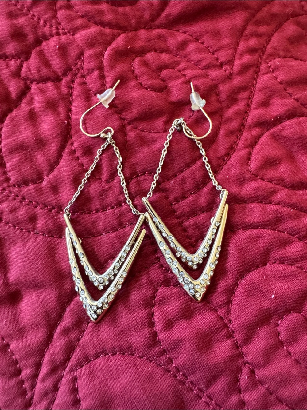 Alexis Bittar Gold-Tone Double V Drop Earrings with Crystal Accents